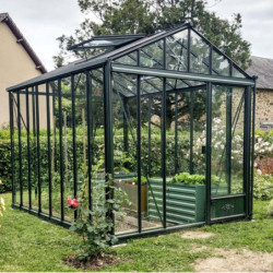 Serre de jardin LUXIA 12,50m² en aluminium laqué et verre trempé 4mm + embase incluse - Lams