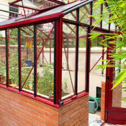 Serre de jardin LUXIA Rétro sur muret 5,60m² en aluminium laqué et verre trempé 4mm - Lams