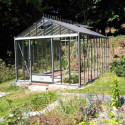 Serre de jardin LUXIA Rétro sur muret 9,60m² en aluminium laqué et verre trempé 4mm - Lams