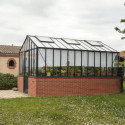 Serre de jardin LUXIA Rétro sur muret 16,40m² en aluminium laqué et verre trempé 4mm - Lams