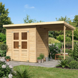 Abri de jardin en bois brut 3,3m² avec appentis Merseburg 3 - Karibu