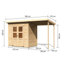Petit abri de jardin en bois 3,26m² Merseburg 3 + appentis - Karibu