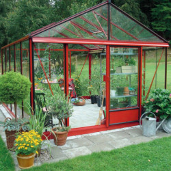 Serre de jardin LUXIA sur muret 18,70m² en aluminium laqué et verre trempé 4mm - Lams