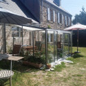 Serre adossée LUXIA 3,7m² H232cm en aluminium naturel et verre trempé 4mm + embase incluse - Lams