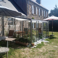 Serre adossée LUXIA 4,9m² H232cm en aluminium naturel et verre trempé 4mm + embase incluse - Lams