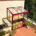Serre adossée LUXIA 4,9m² H232cm en aluminium laqué et verre trempé 4mm + embase incluse - Lams