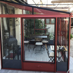 Serre adossée LUXIA 5,5m² H226cm en aluminium laqué et verre trempé 4mm + embase incluse - Lams