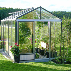 Serre adossée LUXIA 7,2m² H226cm en aluminium laqué et verre trempé 4mm + embase incluse - Lams