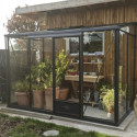 Serre adossée LUXIA 7,2m² H226cm en aluminium laqué et verre trempé 4mm + embase incluse - Lams