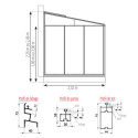 Serre adossée LUXIA 7,2m² H226cm en aluminium laqué et verre trempé 4mm + embase incluse - Lams