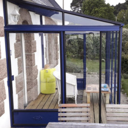 Serre adossée LUXIA 14m² H226cm en aluminium laqué et verre trempé 4mm + embase incluse - Lams