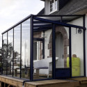 Serre adossée LUXIA 5,5m² H246cm en aluminium laqué et verre trempé 4mm + embase incluse - Lams