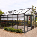 Serre de jardin LUXIA 9,60m² en aluminium laqué et verre trempé 4mm + embase incluse - Lams