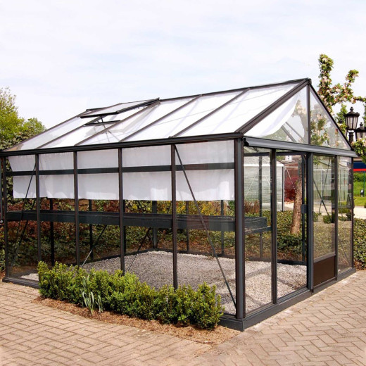 Serre de jardin LUXIA 9,60m² en aluminium laqué et verre trempé 4mm + embase incluse - Lams