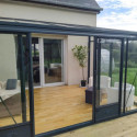 Serre adossée LUXIA 11,6m² H241cm en aluminium laqué et verre trempé 4mm + embase incluse - Lams