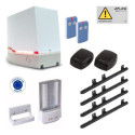 Kit motorisation portail coulissant 400kg 24V avec crémaillère 4m - Life Home Integration - Inclus 2 télécommandes et feu cligno