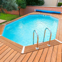 Piscine bois octogonale allongée 355x490cm AZURA toute équipée UBBINK