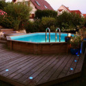 Piscine bois octogonale allongée 355x490cm AZURA toute équipée UBBINK