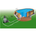 Piscine bois octogonale allongée 355x490cm AZURA toute équipée UBBINK