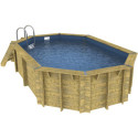 Piscine bois octogonale allongée 400x610cm AZURA toute équipée UBBINK