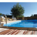 Piscine bois octogonale allongée 400x610cm AZURA toute équipée UBBINK