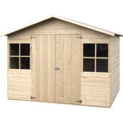 Abri de jardin Lopun 5,84m² en bois massif 12mm avec plancher – Décor et Jardin