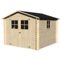 Abri de jardin Mirama 7,70m² en bois massif 19mm avec double porte – Décor et Jardin