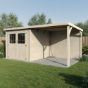 Abri de jardin Paradis + appentis 12,2m² en bois massif 19mm avec double porte – Décor et Jardin