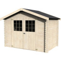 Abri de jardin Flodova 6,75m² en bois massif 28mm avec double porte – Décor et Jardin