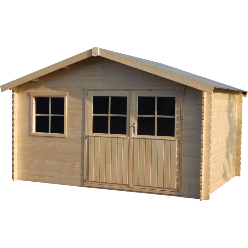Abri de jardin Flodeal 12,68m² en bois massif 28mm avec double porte et fênetre – Décor et Jardin
