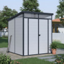 Abri de jardin en résine 3,24m² gris clair toit monopente skylight + plancher - Jobu