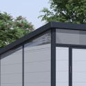 Abri de jardin en résine 3,24m² gris clair toit monopente skylight + plancher - Jobu