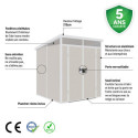 Abri de jardin en résine 3,24m² beige toit monopente skylight + plancher - Jobu