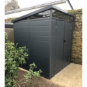 Abri de jardin en résine 3,24m² anthracite toit monopente skylight + plancher - Jobu