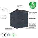 Abri de jardin en résine 3,24m² anthracite toit monopente skylight + plancher - Jobu