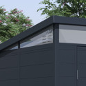 Abri de jardin en résine 3,24m² anthracite toit monopente skylight + plancher - Jobu