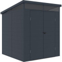 Abri de jardin en résine 3,24m² anthracite toit monopente skylight + plancher - Jobu