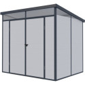 Abri de jardin en résine 4,10m² gris clair toit monopente skylight + plancher - Jobu