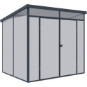 Abri de jardin en résine 4,10m² gris clair toit monopente skylight + plancher - Jobu