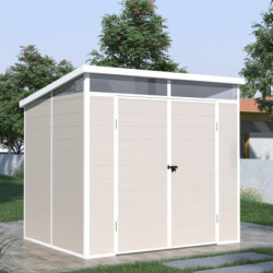 Abri de jardin en résine 4,10m² beige toit monopente skylight + plancher - Jobu