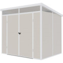 Abri de jardin en résine 4,10m² beige toit monopente skylight + plancher - Jobu