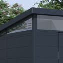 Abri de jardin en résine 4,10m² anthracite toit monopente skylight + plancher - Jobu