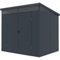 Abri de jardin en résine 4,10m² anthracite toit monopente skylight + plancher - Jobu
