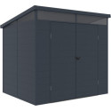 Abri de jardin en résine 4,10m² anthracite toit monopente skylight + plancher - Jobu
