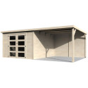 Abri de jardin Délices + appentis 19,11m² en bois massif 28mm avec double porte – Décor et Jardin