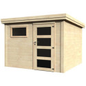 Abri de jardin Paco 9,15m² en bois massif 28mm avec porte simple et fenêtre – Décor et Jardin
