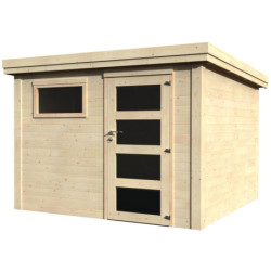 Abri de jardin Paco 9,15m² en bois massif 28mm avec porte simple et fenêtre – Décor et Jardin