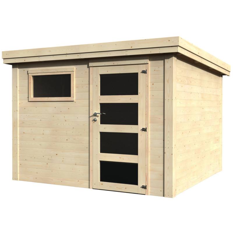 Abri de jardin Paco 9,15m² en bois massif 28mm avec porte simple et fenêtre – Décor et Jardin