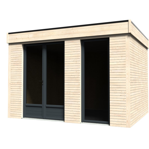 Studio de jardin Décor’Home en bois blanc 10m² avec double porte vitrée – Décor et Jardin