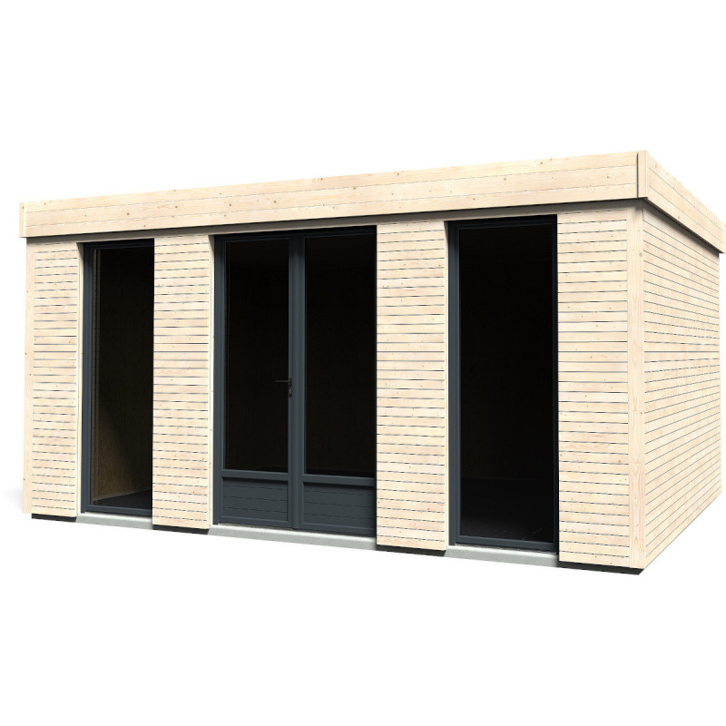 Studio de jardin Décor’Home en bois blanc 18m² avec double porte vitrée – Décor et Jardin